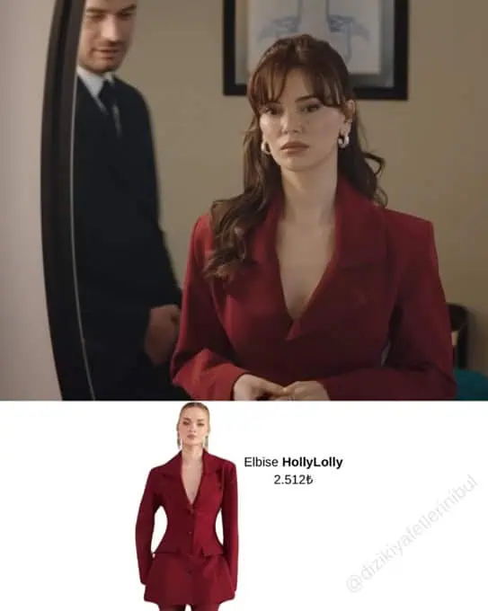 17 Nisan Kızılcık Şerbeti 133.bölüm kıyafetleri Başak'ın giydiği kırmızı takım