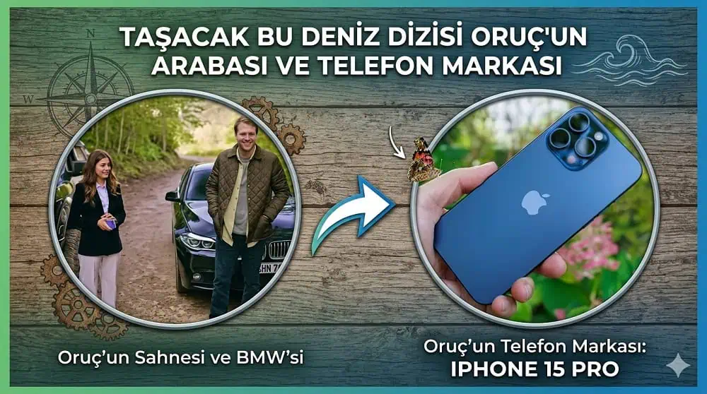Taşacak Bu Deniz Dizisi Oruç'un spor arabası ve telefon markası