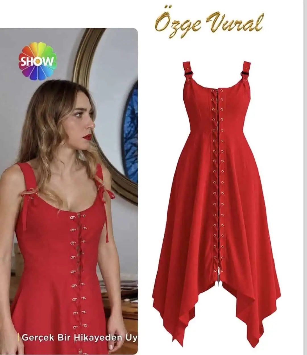 25 Eylül Kızılcık Şerbeti Elif kırmızı elbisesi
